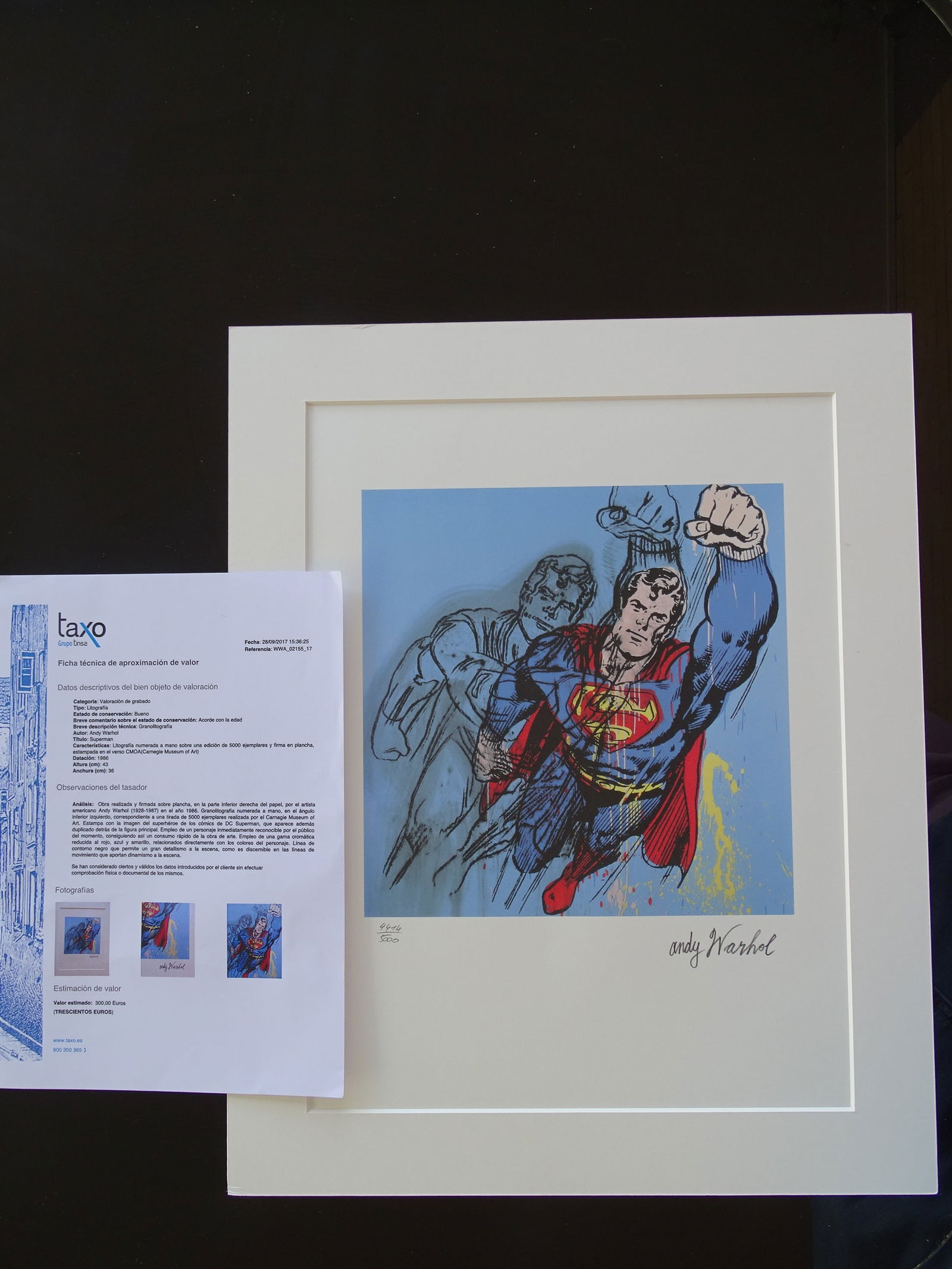 ANDY WARHOL, SUPERMAN, SIGNED, NUMBERED (1 of 5)