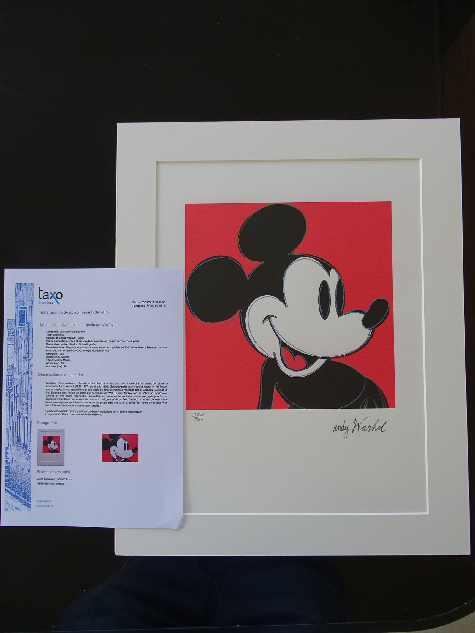 ANDY WARHOL, MICKEY MOUSE, SIGNED, NUMBERED (1 of 8)
