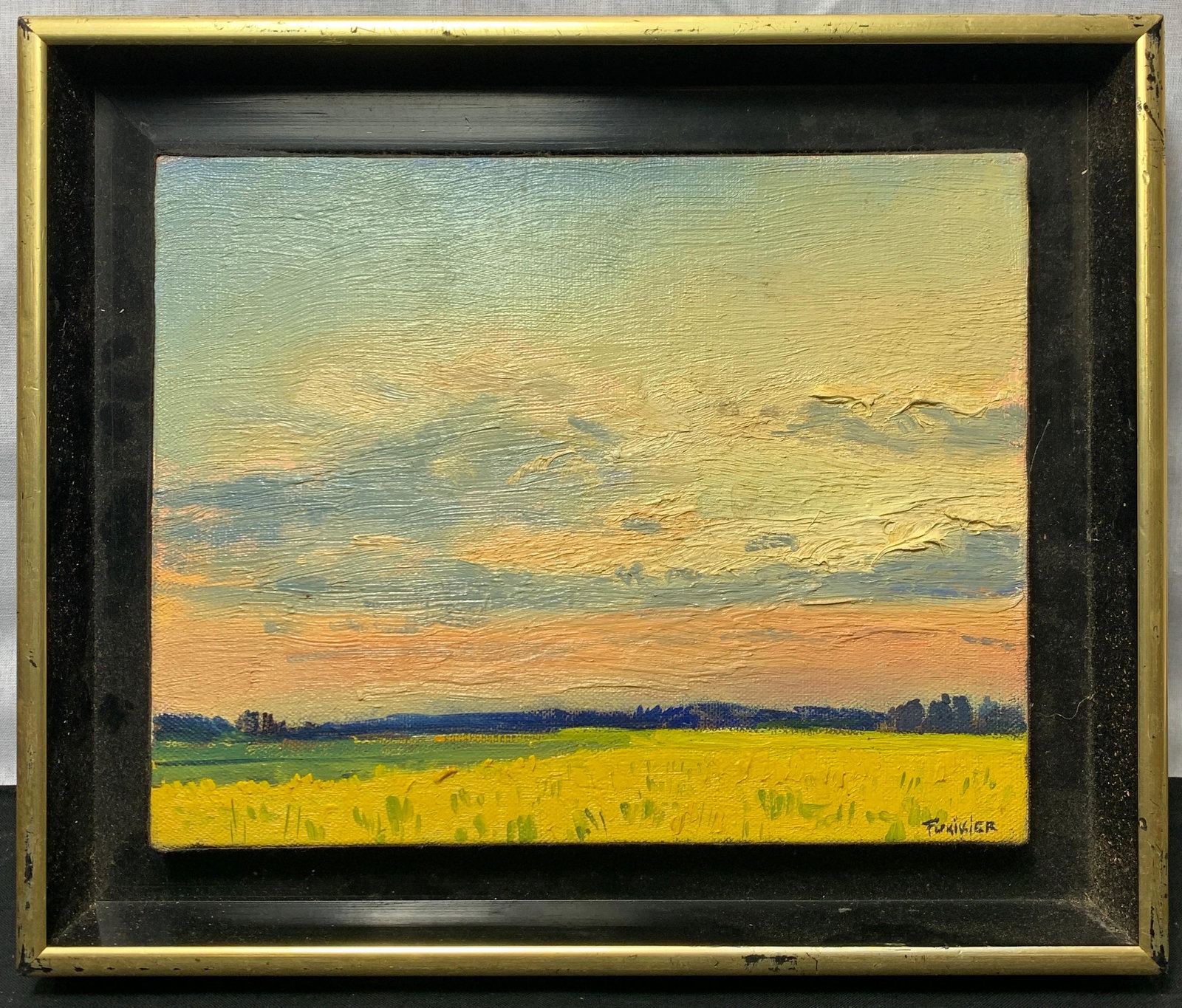 Roger Forissier, France (1924) Oil on Canvas: A landscape painting on canvas by artist Roger Forissier. It measures 7 1/2 x 9 1/2 in. sight size, w/ frame 10 x 12 in.