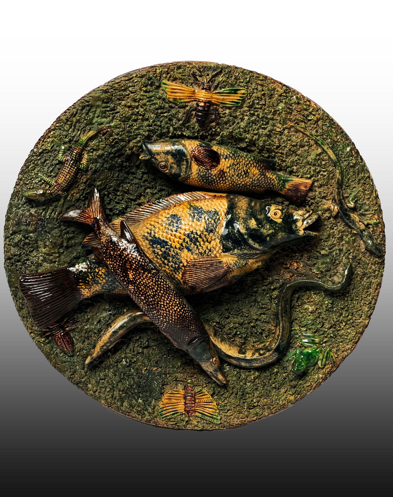 19th c Palisyware Charger, signed (1 of 7)