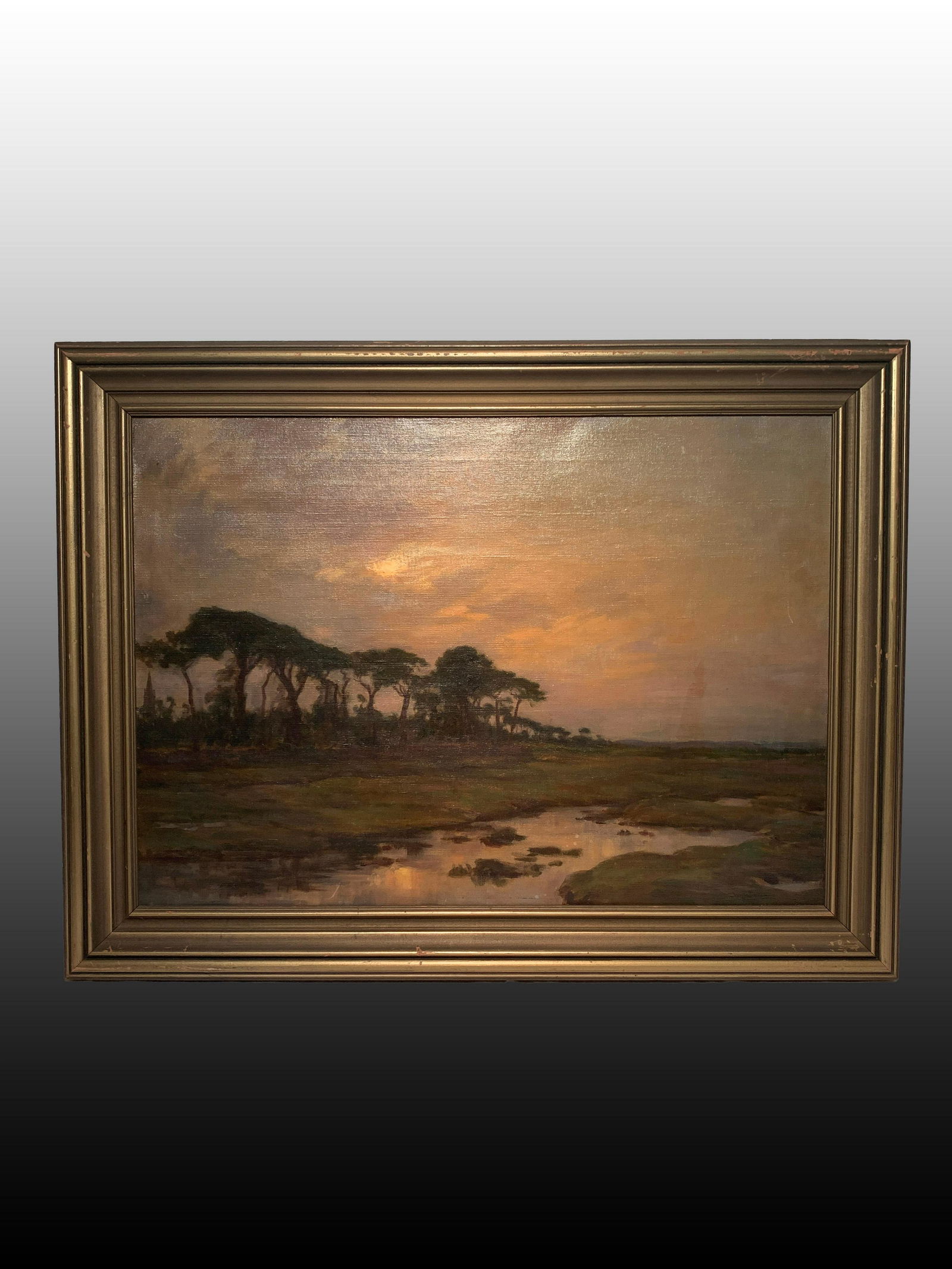 American 19th c Marsh Landscape, Painting Oil on Canvas (1 of 6)