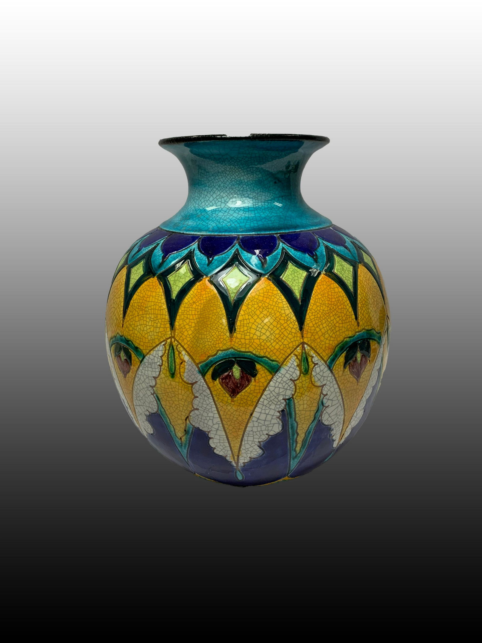 Large 1940's Colorful Ceramic, signed in Greek (1 of 5)