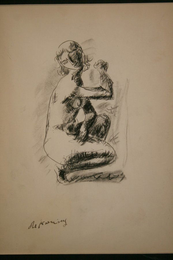 Willem DeKooning, American: From the Old School Square Museum, a pen and ink with wash signed lower left, measuring 10 1/4" x 8" Disclaimer: Any piece of art deaccessed from the Old School Square Museum will be noted as above an