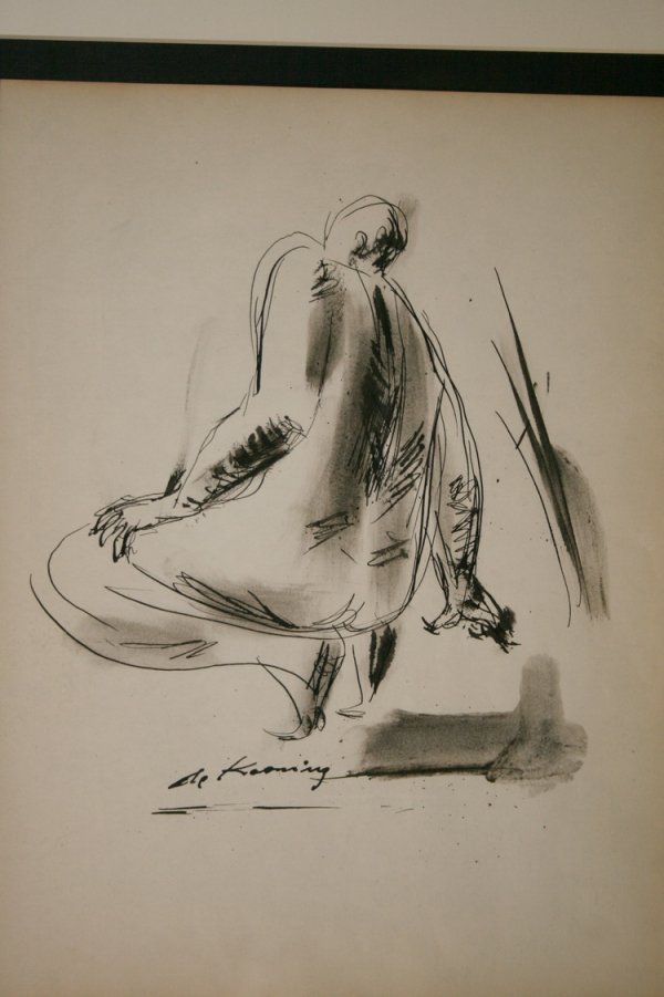 Willem DeKooning, American: From the Old School Square Museum, a pen and ink with wash signed lower left, measuring 10 1/2" x 8" Disclaimer: Any piece of art deaccessed from the Old School Square Museum will be noted as above an
