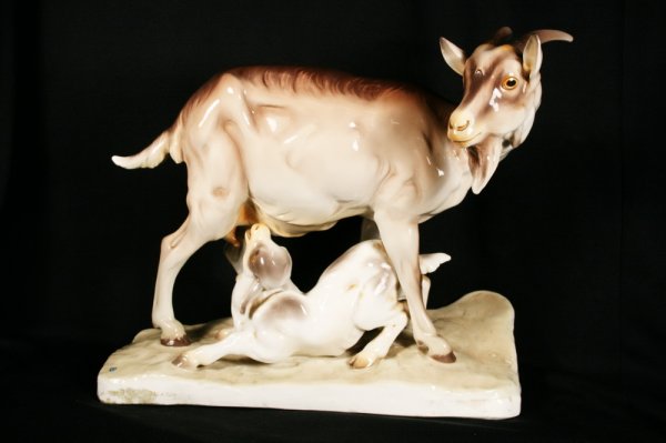 Large German Porcelain Figure of Goat