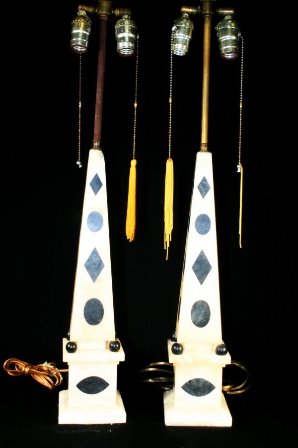 Pair Of Obelisks: Great pair of obelisks that have been mounted as lamps