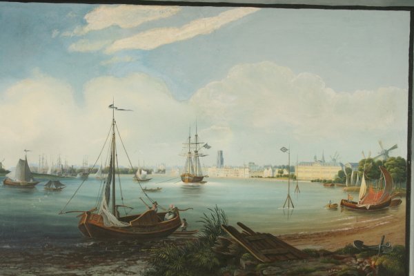 Fine Venetian Watercolor: The watercolor is unframed and reads on bottom "Vue de la Ville de Rotterdam Cher Louis Bleuler a Schafhouse Suisse", 14 1/4" x 20"