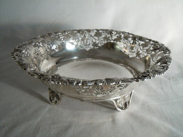 Mappin and Webb Sterling Silver Bowl: Fancy, reticulated bordered sterling silver bowl, Weighing 30 T.O.