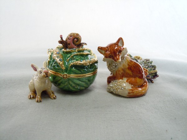 Two Jay Strongwater - Estee' Lauder Perfumes: One depicting a fox (White Linen)and one depicting a rabbit(White Linen)