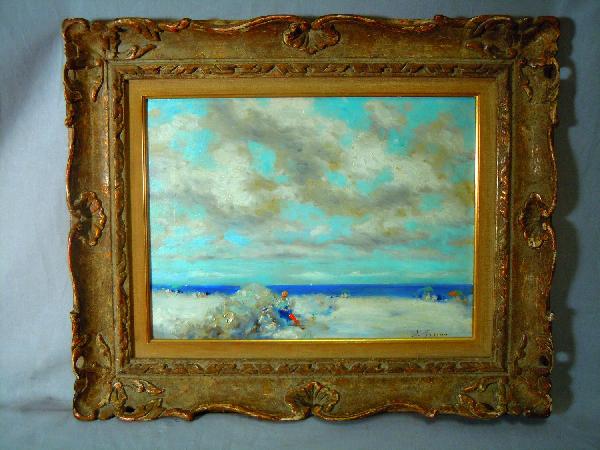 Andre Gisson, Oil on Canvas of Beach: Small painting by Andre Gisson of beach measuring 12" x 16".