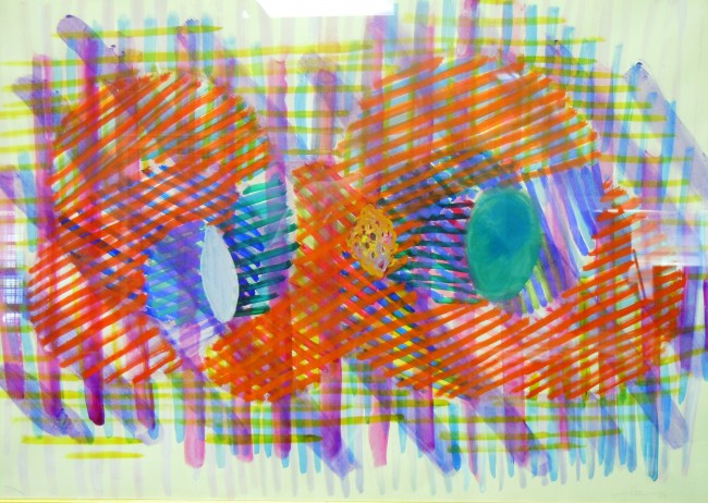 Sonia Delaunay, Aquatint: From the Old School Square Museum, an aquatint that is signed by artist on bottom right. Measurements are: 24" x 36". Disclaimer: Any piece of art deaccessed from the Old School Square Museum will be 