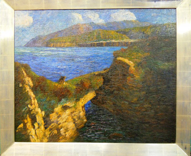 Otto Modersohn, Seascape: From the Old School Square Museum, oil on canvas signed by artist in bottom right corner. Measurements are: 32 1/2" x 39". Disclaimer: Any piece of art deaccessed from the Old School Square Museum wil