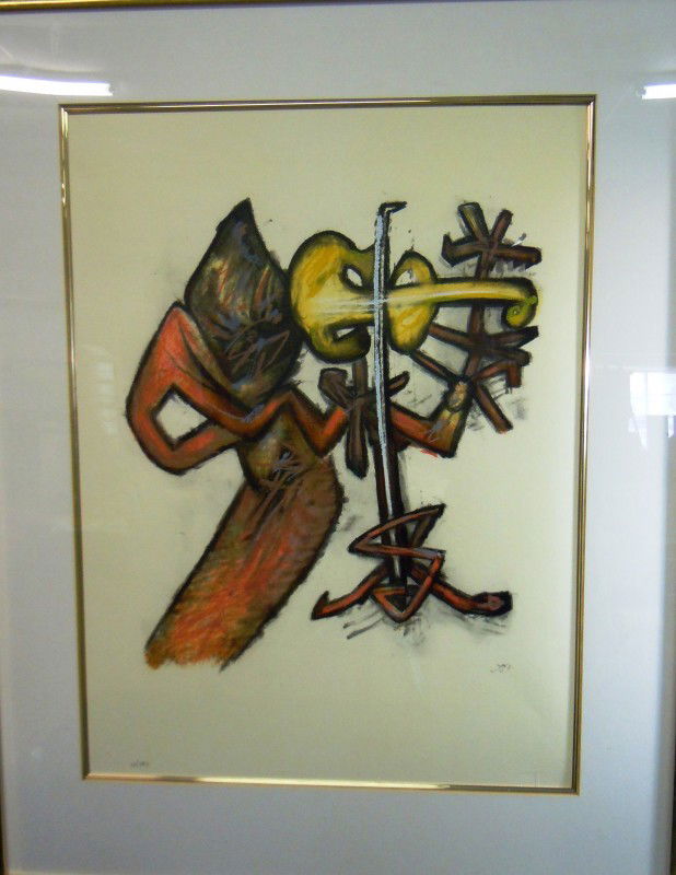 Roberto Matta Color Lithograph: From the Old School Square Museum, a color lithograph artist signed by Roberto Matta and numbered 10/100. Measurements are: 28" x 20". Disclaimer: Any piece of art deaccessed from the Old School Squar