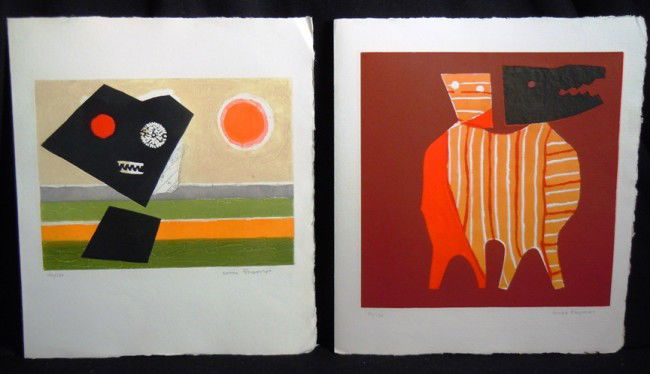 Two Max Papart Hand-Colored Etchings from Book: From the Old School Square Museum, a hand-colored etching entitled, "Belle" pencil signed on bottom right and numbered 120/130 on bottom left. There is text in french on the back. Measurements of the