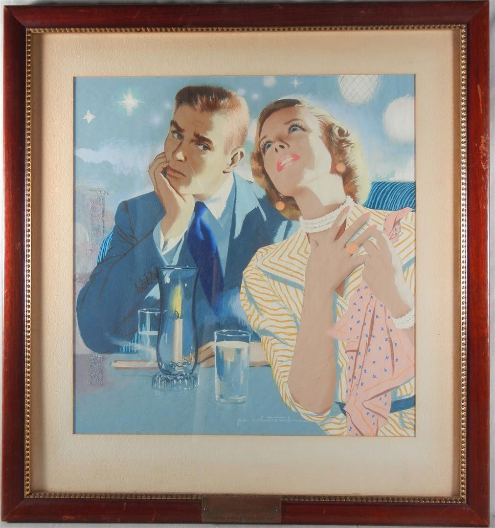 Jon Whitcomb, Ladies Home Journal: A great piece of illustration art by American artist Jon Whitcomb(1906-1988). The plaque affixed to the frame reads "Presented by Ladies Home Journal and Curtis Circulation Company." The painting is s
