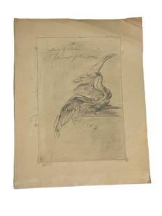 James Ward, London (1769-1859) Pencil Sketch (The Descent of The Swan): This sketch measures 11" x 7 1/2".