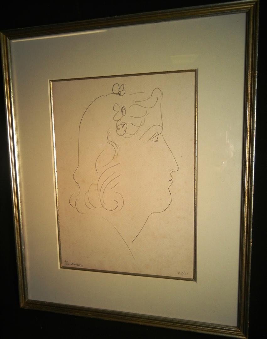Henri Matisse, Lithograph: Lithograph by French artist Henri Matisse (1869-1954). Lithograph is dated 1942 and numbered 27/30 and measures 12" x 9."