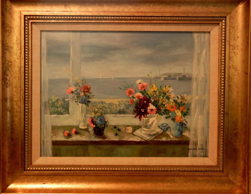 Haitian Artist Robert Henri, Oil on Canvas: Oil on canvas by artist Robert Henri (signed on bottom right side). Painting measures 11 1/2" x 15 1/2" Label on verso with artist information