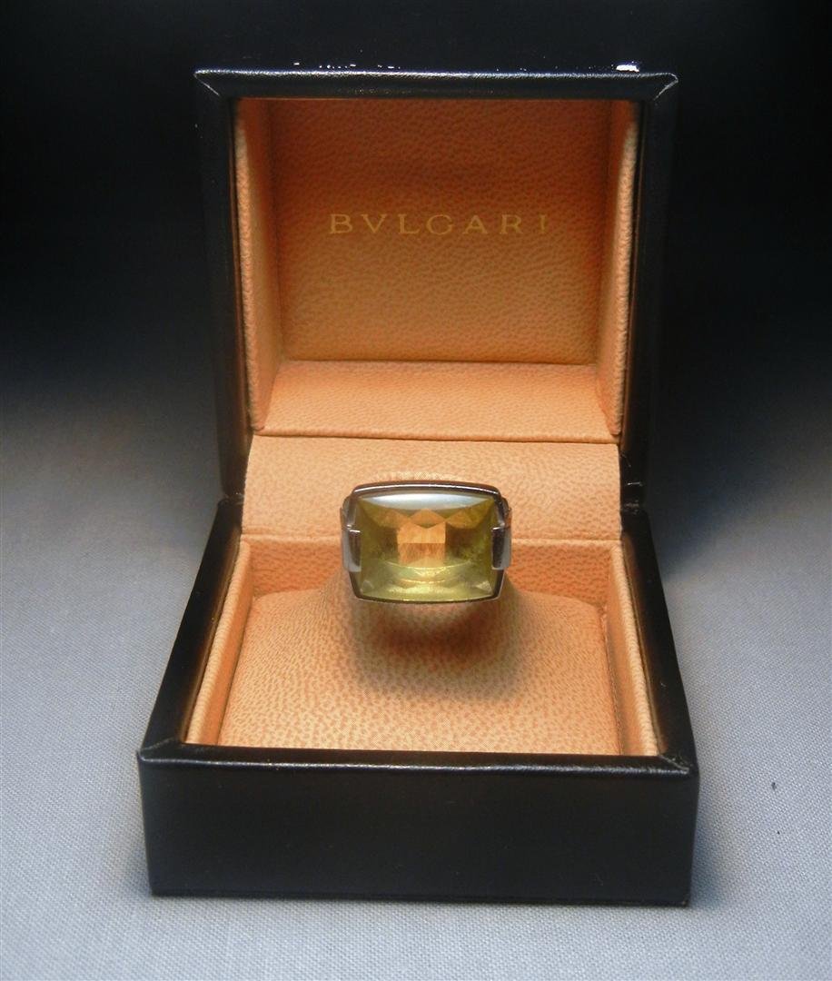 18KYG Bulgari Citrine Allegra Ring: Bulgari Allegra 18k yellow gold ring with citrine quartz.
