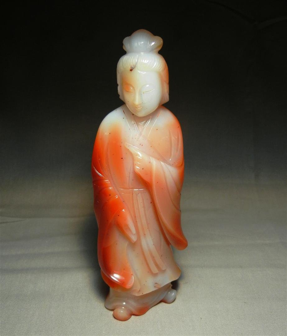 19thc. Carved Carnelian Figure: 19th century carnelian figure standing measuring 6 3/4"H.