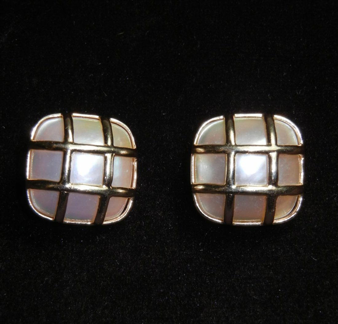 14KYG Mabe' Pearl Earrings: 14kYG and Mabe' pearl earrings signed "MAZ" and marked "14K" (see photo).