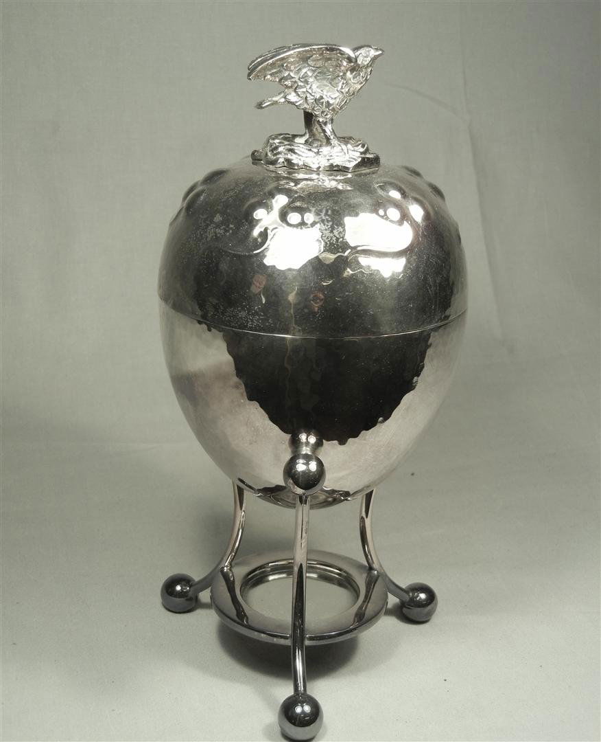 Mappin & Webb Princes Plate Container: Mappin & Webb Princes Plate covered container with bird finial. Marked on base, "Mappin & Webb's Princes Plate London & Sheffield" (see photo). Container measures 9 1/4" x 4 1/2."