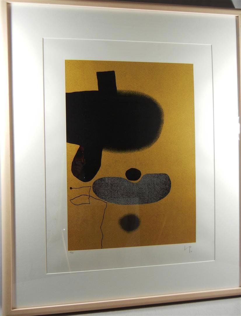 Victor Pasmore, Points of Contact #18: Color lithograph c. 1973 entitled, "Points of Contact #18" by U.K. artist Victor Pasmore (1908-1998). Lithograph is signed and numbered, . It measures 22 1/8" x 15 3/8." Label on verso has lithograph