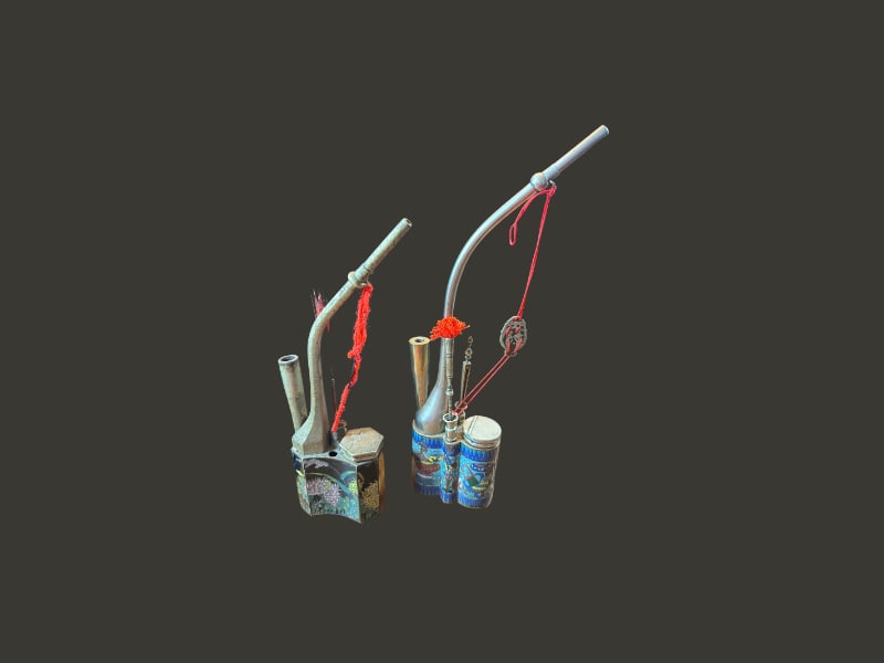 Antique cloisonne copper hookah water pipes (1 of 6)