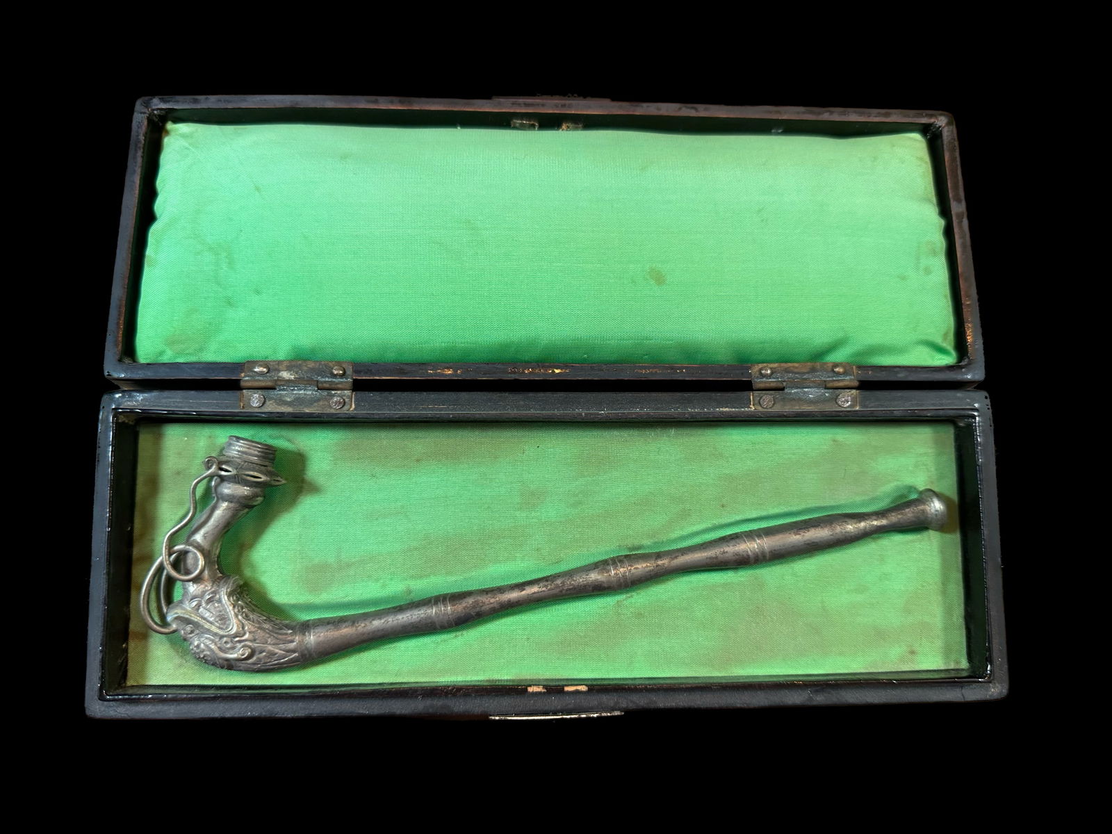 Chinese silver pipe in box (1 of 6)