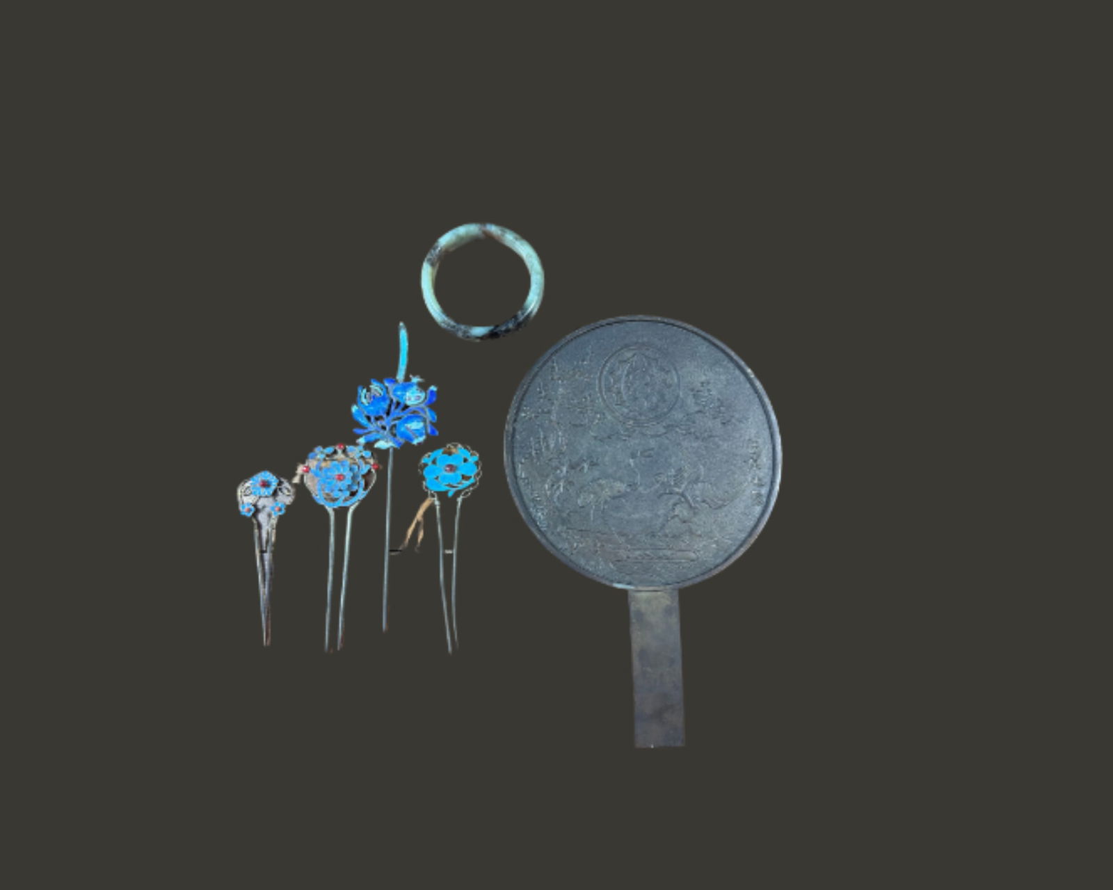 Chinese hair accessories in silver and enamel design (1 of 4)