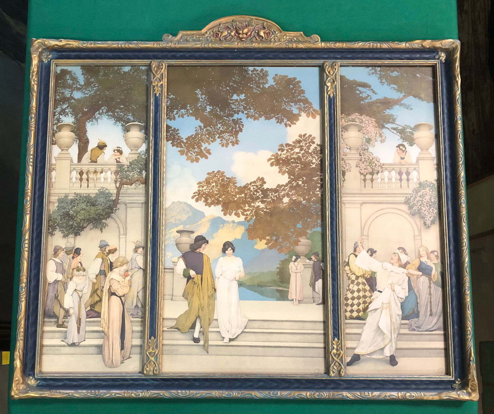 Maxfield Parrish, American (1870-1966): Titled "Garden of Opportunity" in The Dream Gardener frame measuring with frame 20 1/2" x 25 1/2"