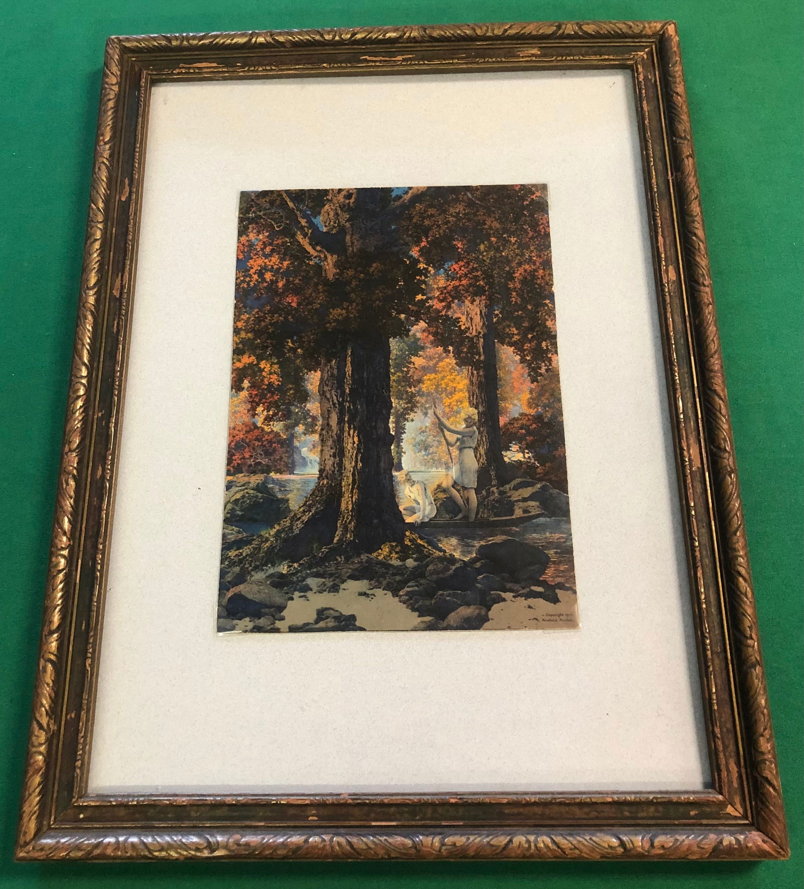 Maxfield Parrish, American (1870-1966): Title "Golden Hours" in period frame measuring 16 1/2" x 12 1/2"