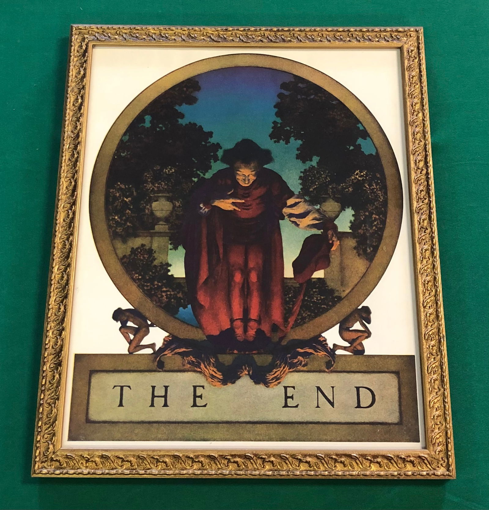 Maxfield Parrish, American (1870-1966): Titled "The End" Charles Scribner & Sons, largest size ever published, 1925 in period frame measuring 14" x 11 1/2"