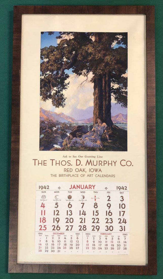 Thomas D. Murphy Calendar, 1942, "Hilltop": Calendar dated 1942 by Maxfield Parrish measuring 30 1/2" x 16 1/2"