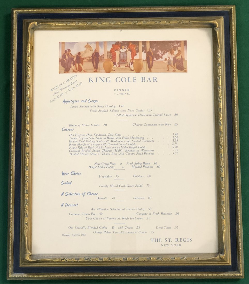 King Cole Bar Menu, Maxfield Parrish, (1 of 2)