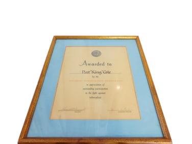 Nat King Cole Presentation Plaque