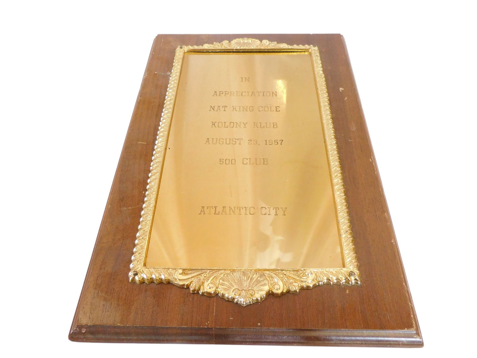 Nat King Cole presentation Plaque (Atlantic City) (1 of 1)