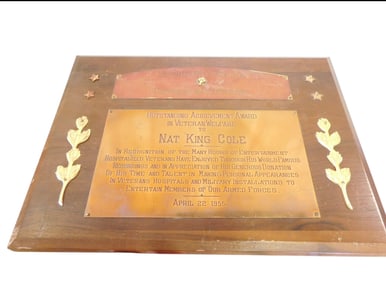 Nat King Cole Presentation Plaque