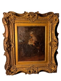 Oil on Panel signed "Blommers" Mother and Child