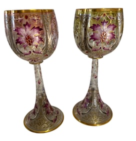 Two Art Nouveau Moser Stems