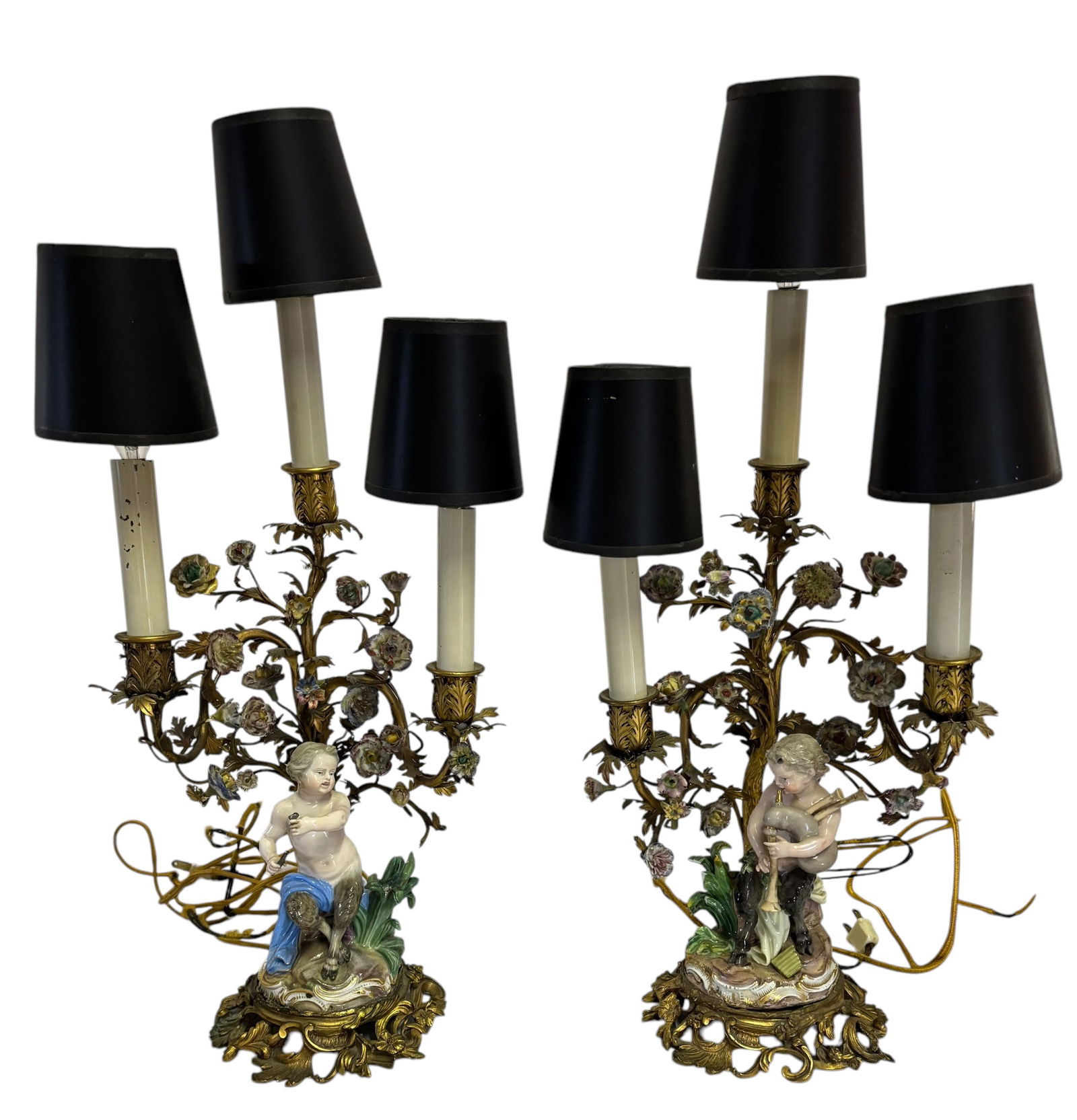 Pair of Meissen Lamps with Bronze Mounts (1 of 8)