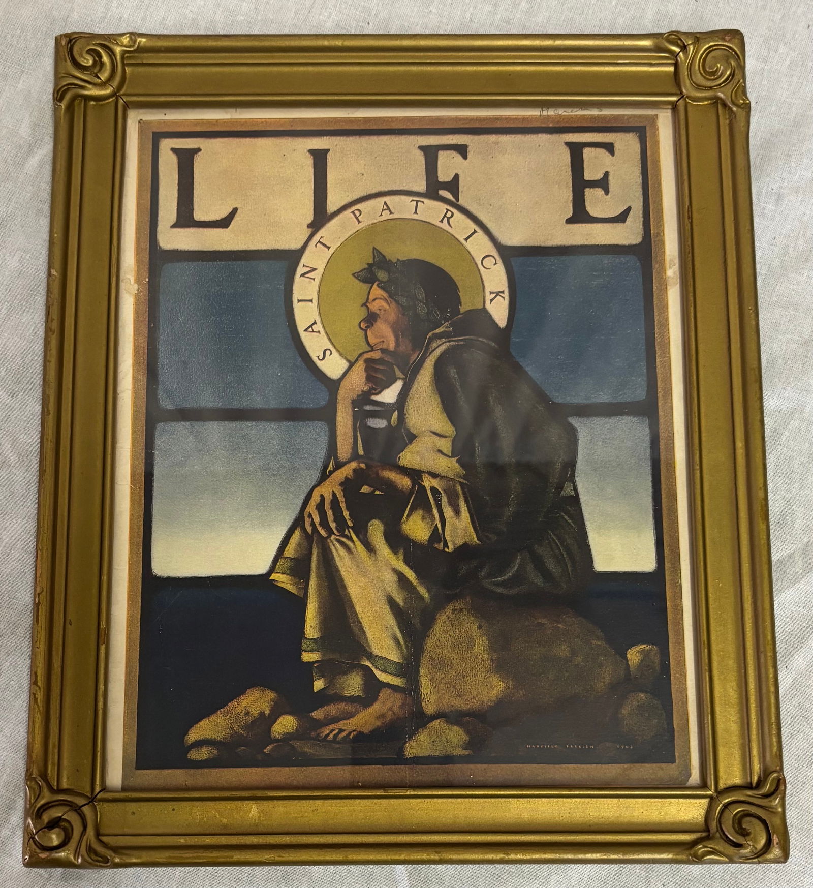 Maxfield Parrish, American (1870-1966): A Maxfield Parrish, titled "Life-Saint Patrick" measuring 13" x 11"