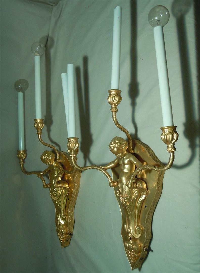 20thc. Brass Candle Sconces - 2
