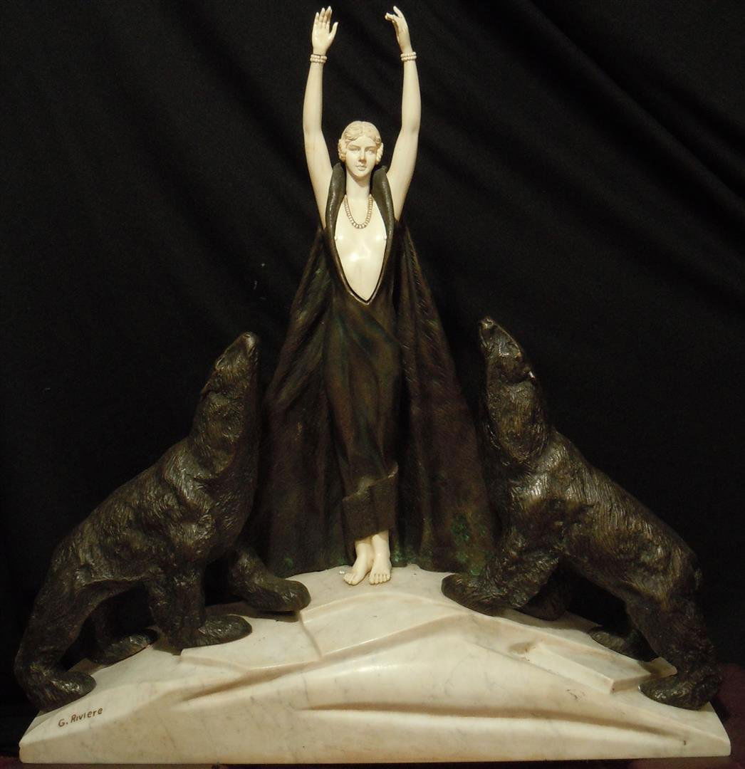 Art Deco Bronze & Ivory Sculpture