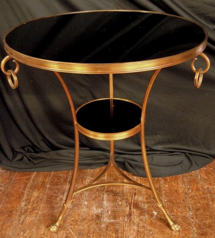 Good Quality Brass & Glass Gueridon: A very good quality 20th century brass and glass gueridon measuring 27 1/2" x 24."