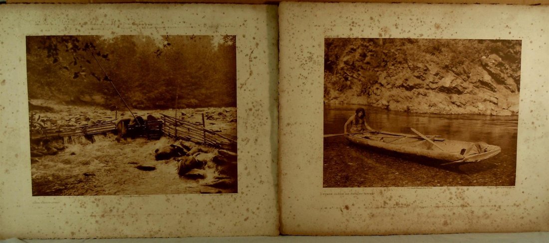 Edward S. Curtis, Lot of 2 Photogravures : Lot of 2 photogravures by Edward S. Curtis(1868-1952). Unframed photogravure of "Yurok Canoe on Trinity River" plate 443 c. 1923 produced in Boston by the Suffolk Engraving Company measuring 11 1/2" x