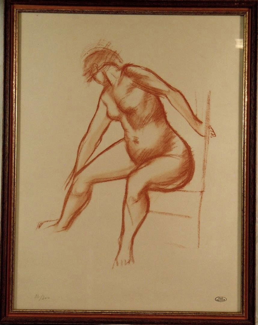 Andre Derain, Lithograph: Lithograph by French artist Andre Derain (1880-1954). The lithograph is numbered 86/300 on bottom left side and the atelier stamp is shown on bottom right (see photos). Lithograph measures 23" x 17 1/