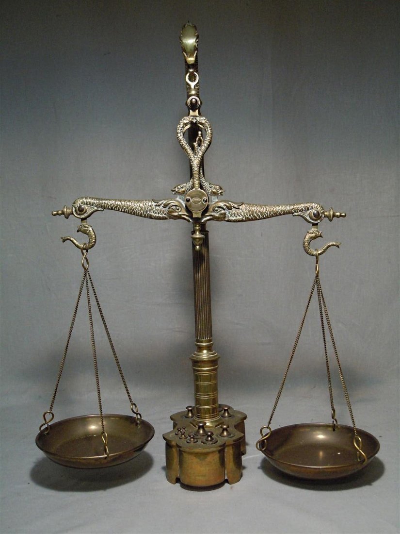 Portuguese Balance Scale: Portuguese balance scale measuring 12 1/4" x 28 1/4"