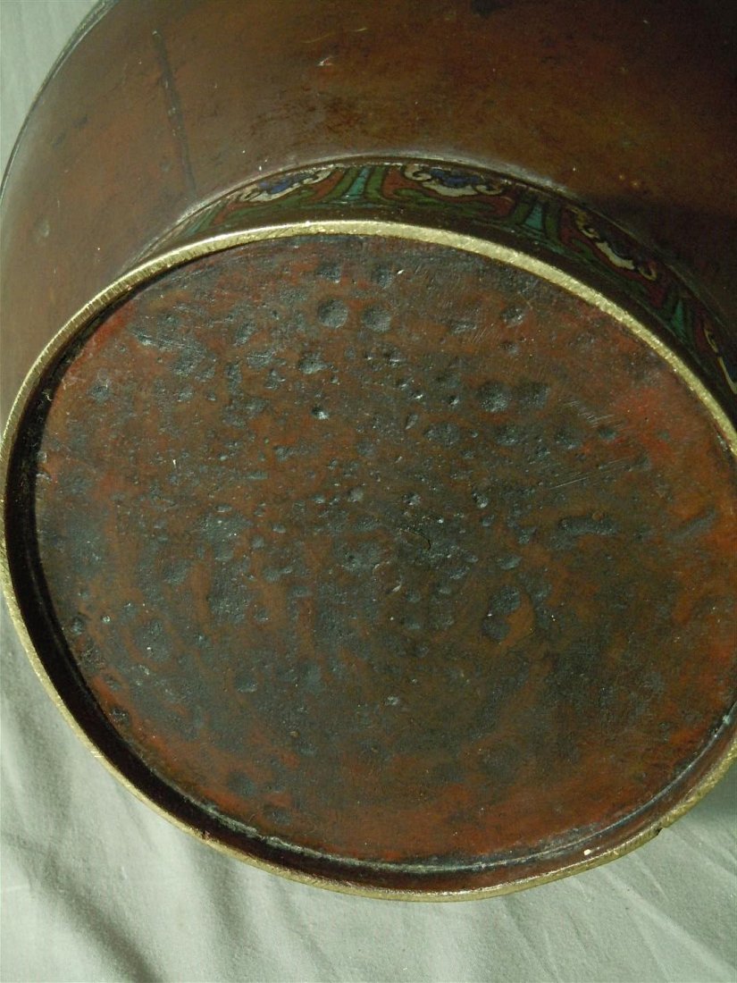 Large Elephant Handled Champleve Vase - 3