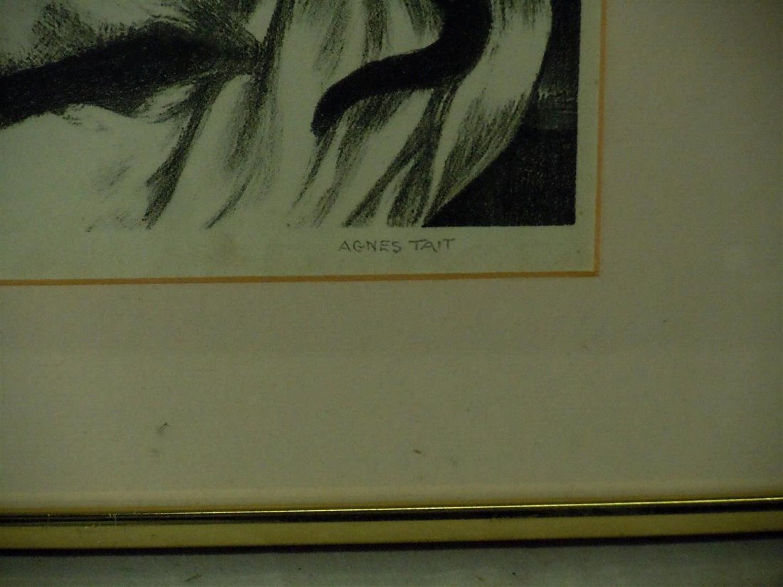 Siamese Cat Print Pencil Signed Agnes Tait - 2